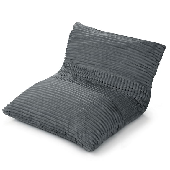 Costway 3-in-1 Bean Bag Chair with Soft Crushed Sponge Comfy Corduroy Fabric Zippered Cover Gray