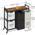 thumbnail image 3 of Laundry Sorter with 4 Section, 39 Gal. (147 L) Laundry Hamper with Wheels, Rolling Laundry Basket with Shelf, Pull-Out Detachable Bags, Side Pockets, Rustic Brown, Black and Beige, 3 of 16
