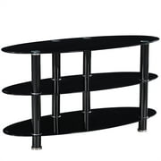 Better Home Products Neo Oval Tempered Glass TV Stand for 40-inch TV in Black