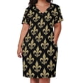 thumbnail image 3 of Fleur-de-lis-vestido holgado de lujo para mujer traje de noche con bolsillos, 3 of 7