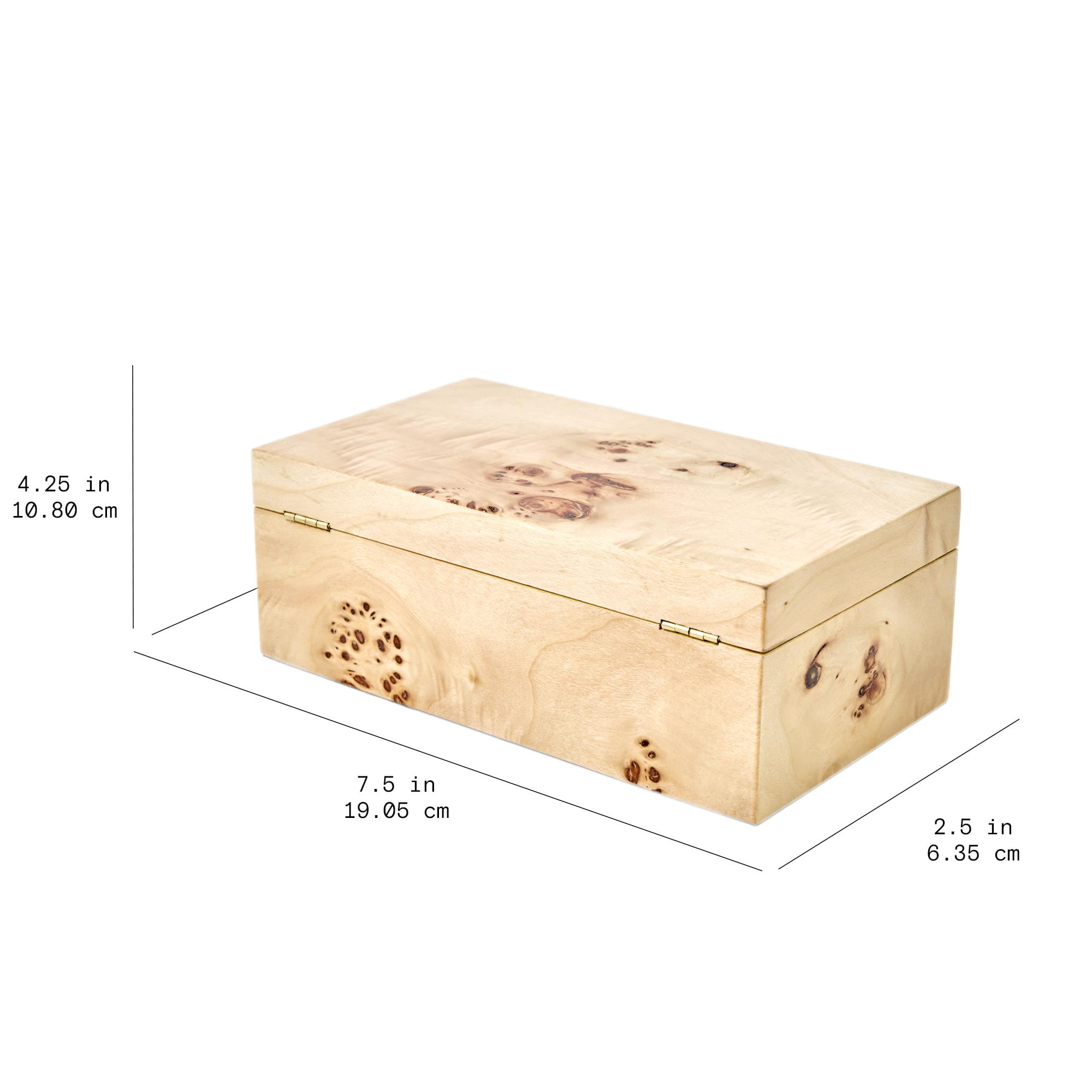 Beautiful by Drew Burl Wood Tabletop Storage Box, Decorative Jewelry Organizer with Lid, Natural Keepsake Box for Dresser or Shelf, 7.5x4.25