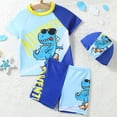 thumbnail image 2 of Gerichy Toddler Boys Swimsuit Set Rash Guard 4T 5T 6T 7T Boys' Swimwear Two Piece Bathing Suit and Swim Trunk with Hat,Light Blue, 2 of 6