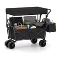 thumbnail image 1 of Gymax Collapsible Wagon w/Removable Canopy Adjustable Handles Detachable Storage Bag Black, 1 of 10