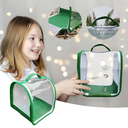 ACDANC Small Butterfly Habitat, Insect Mesh Cage, Caterpillar Enclosure, Critter Cage, Bug Terrarium Portable Carry Handle Easy to Observe 8 x 8 x 8 Inches