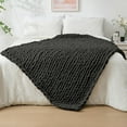 thumbnail image 1 of Chunky Knit Blanket Throw x Hand Knitted Chenille Throw Blanket Small Soft Thick Yarn Cable Knit Blanket Cute Rope Knot Crochet Throw Blankets for Couch Bed Sofa (Light ), 1 of 7
