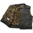 thumbnail image 2 of First Mfg Co - The Club Cut - Men's Motorcycle Biker Riding Black Gold Leather Vest - 2X Large, 2 of 5