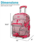 J World Womens Lunar 19.5 Multi-Purpose Lapotop Rolling Backpack for School and Travel, Skandi Pink