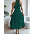 thumbnail image 4 of Women'S 2025 Summer Sleeveless Halter Neck Pleated Midi Cocktail Dresses A Line Flowy Beach Sun Dress Green L, 4 of 8