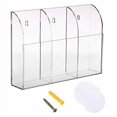 thumbnail image 2 of Clear Acrylic TV Remote Control Holder Remote Control Caddy Wall Mount Media Organizer Storage Box Rack for Phone Air Conditioner TV Remote Control Storage Case, 3 Slots, 2 of 4