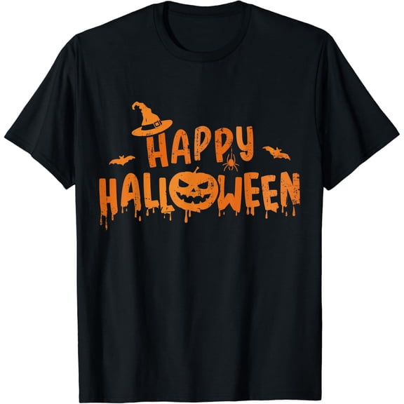 Velto Happy with scary pumpkin face and witch hat T-Shirt All Size S-5XL
