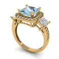 thumbnail image 2 of 3.005 ctw 3 Stone Anniversary Ring for Women | Princess Cut Natural Swiss Blue Topaz | Hyperallergenic Solid 14K Yellow Gold, 2 of 5