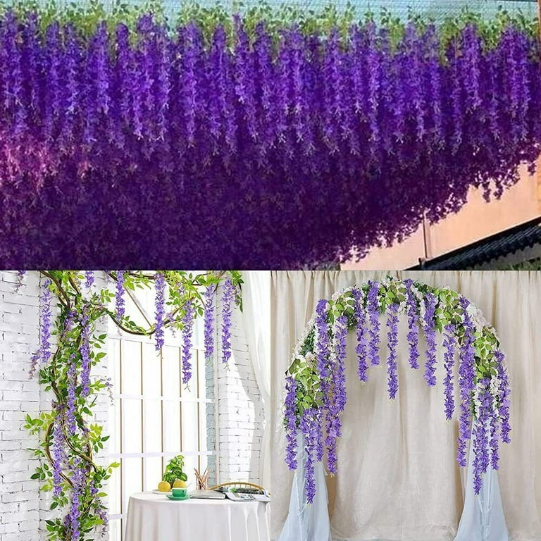 Hanging Faux Garland Wedding Fake Fake Vine Flower Artificial Plants  Lavender