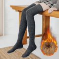 thumbnail image 4 of Thigh High Stocking Thickened Plush Solid Color Stretchy Super Soft Keep Warm Windproof Autumn Winte, 4 of 5