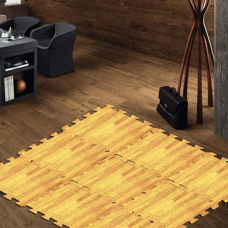 Yosoo 9pcs Imitation Wood Soft Foam Exercise Floor Mats Gym Garage