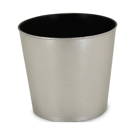 Contemporary Home Living 9" Silver and Black Tapered Round Planter
