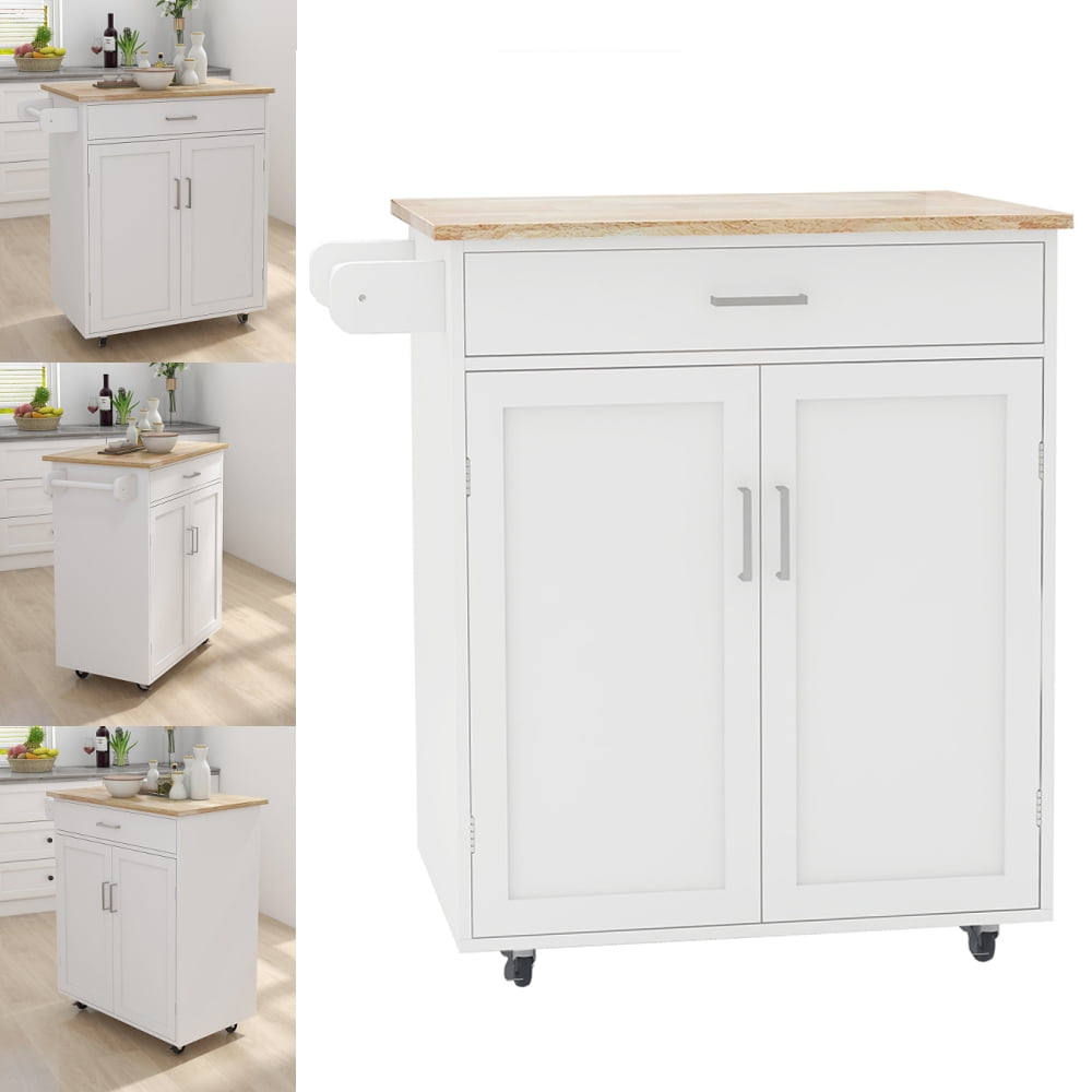 Goory Rolling Kitchen Island Towel Rack With Storage