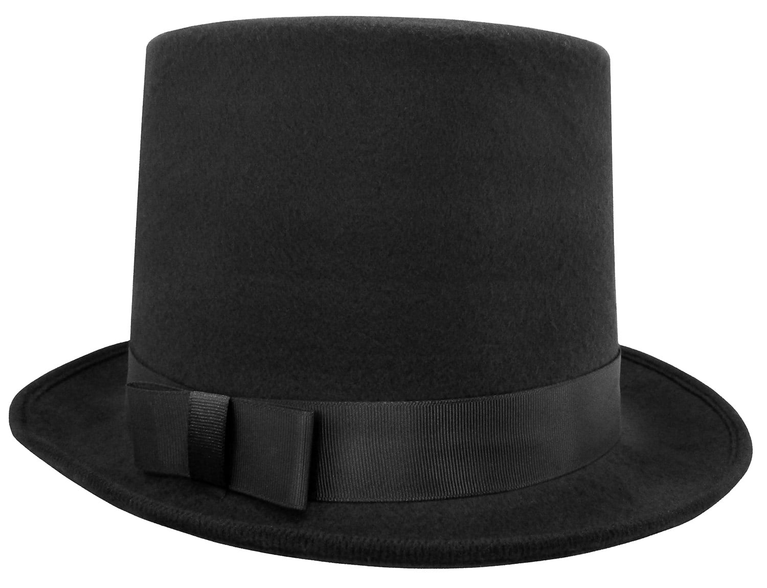 L M XL Men's Dress Hat Mad Hatter Top Hat Solid Black 100% Wool Sizes S 