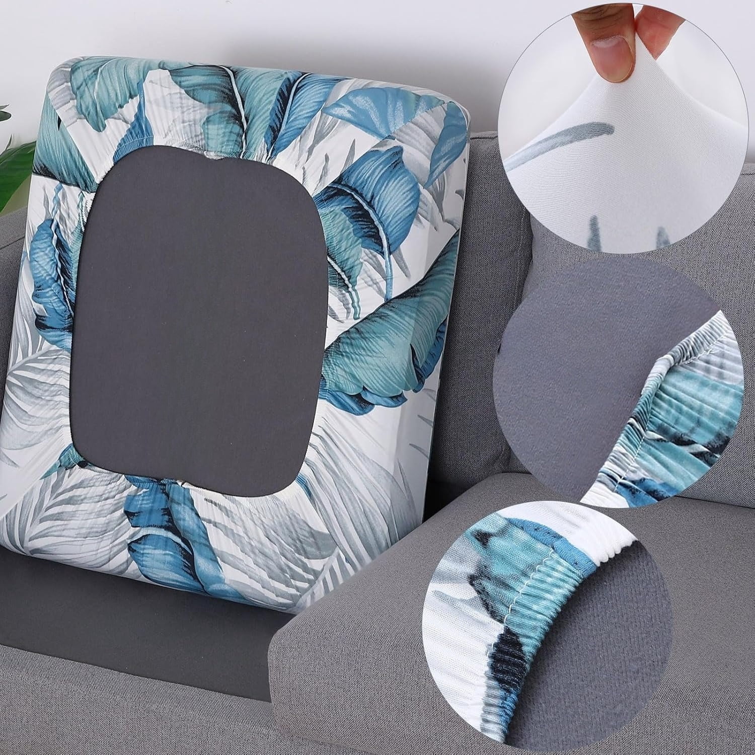 Sofa Cushion Covers, Stretch Printed Seat Cushion Cover Couch Seat Slipcovers Washable Furniture Protector for Armchair Loveseat Sofa