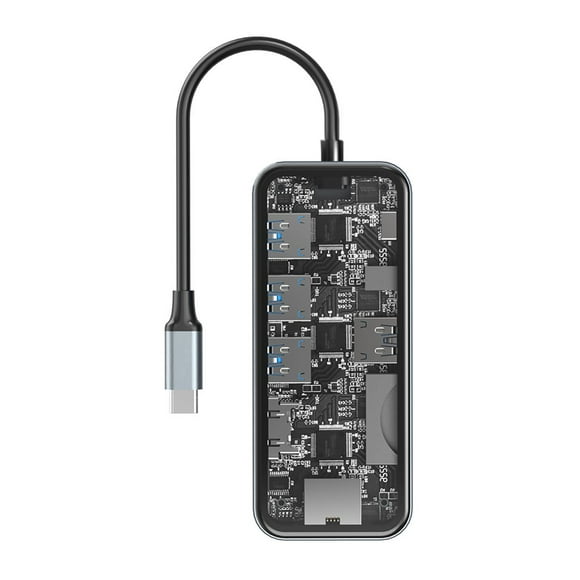 Docking Station HD+USBx4+RJ45+AUX+PD+SD/TF Expander Hub for Mobile Phone Laptop