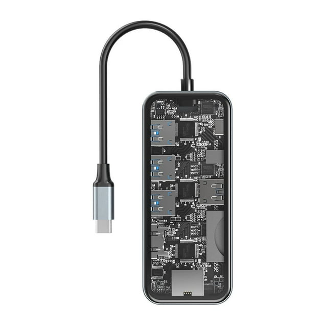 Docking Station HD+USBx4+RJ45+AUX+PD+SD/TF Expander Hub for Mobile Phone Laptop