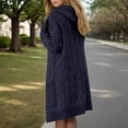 thumbnail image 3 of DuoJiaJ Hooded Long Cardigan Sweater Coat Stylish Knitted Pullover With Pattern For Autumn And Winter Fashion Women's Lightweight Sweater Blue XXXL, 3 of 5