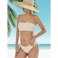 thumbnail image 3 of Scacto Women's Two Piece Swimsuit Bathing Suit Tie Side Ribbed Bandeau Bikini Set Swimwear Shoulders Push-up Bathing Suits, 3 of 6