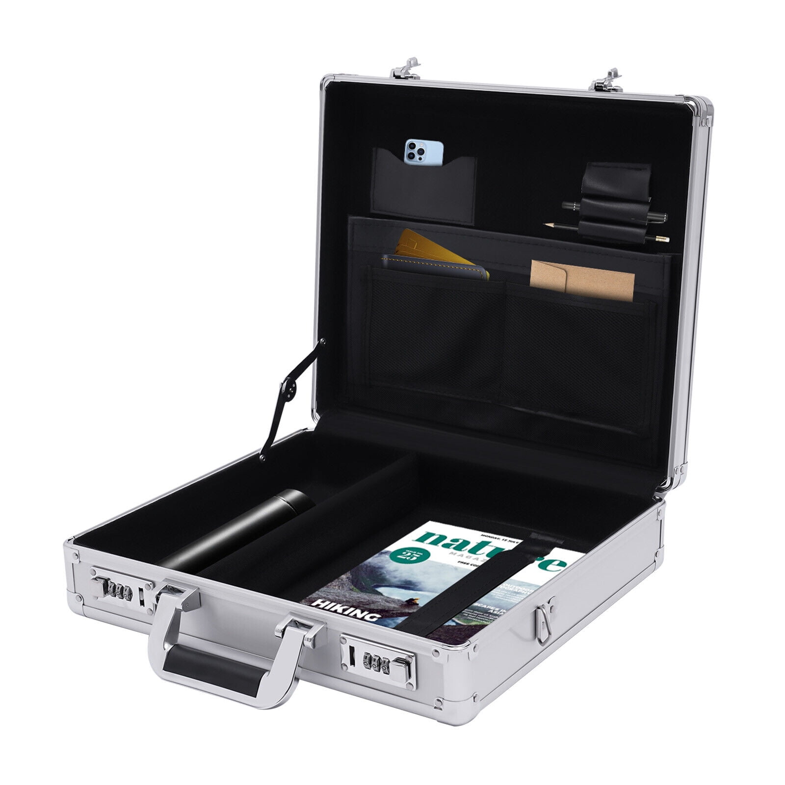 Lockable Portable Aluminum Hard Briefcase Safe Document Organizer for Office Laptop Files Walmart