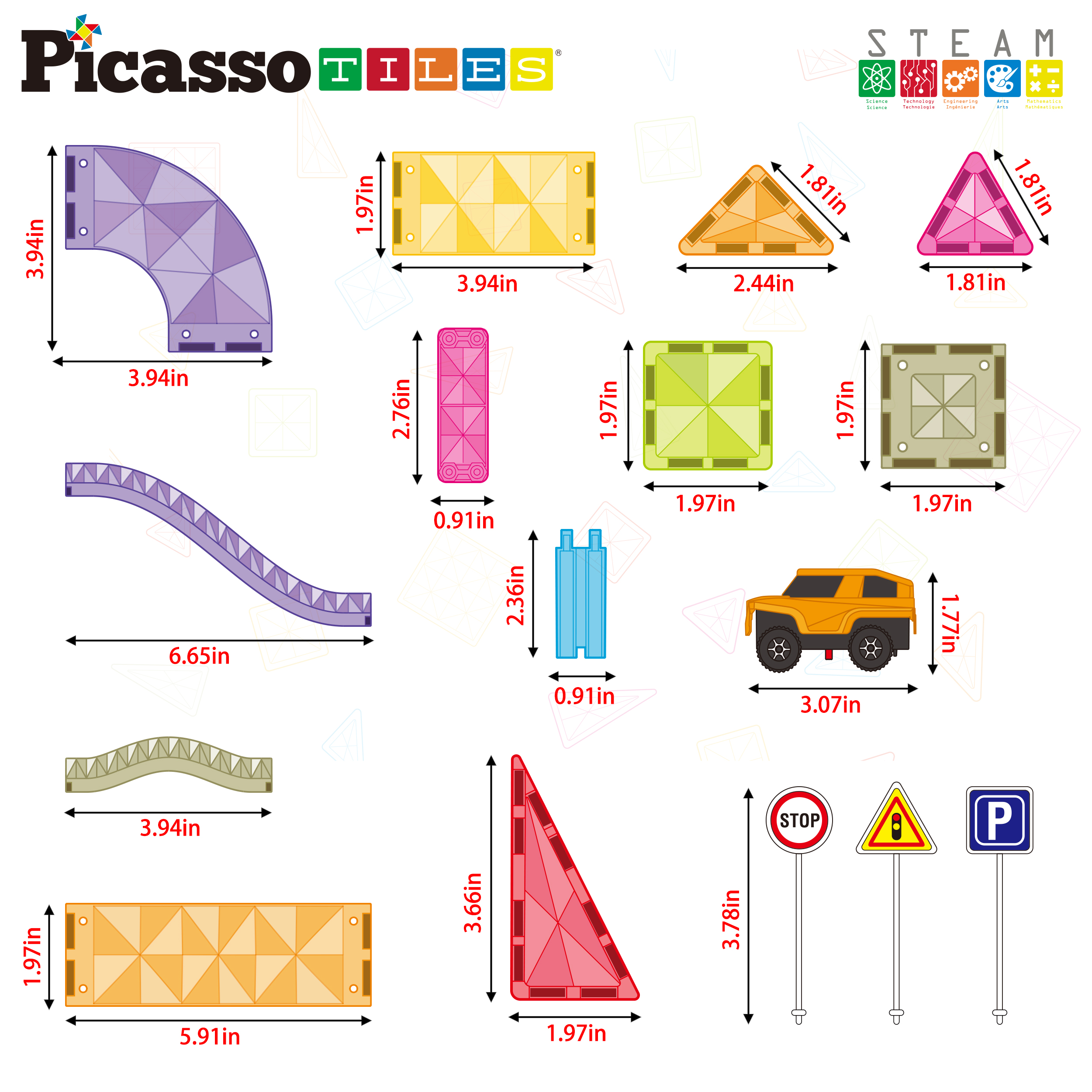 Picasso Tiles 60-Piece Mini Magnetic Race Track Set photo 3