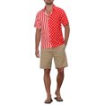 thumbnail image 2 of Camisa de hombre INSPIRE CHIC de verano a rayas con lunares, de manga corta, con botones y patchwork, roja y blanca, 2 of 7