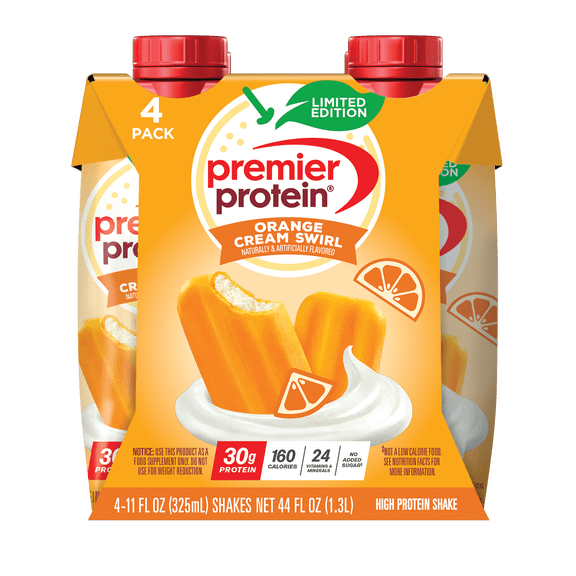 Premier Protein Shake, Orange Cream Swirl, 30g Protein, 11 fl oz, 4 Ct