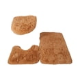 thumbnail image 2 of 3-Piece Non-Slip Bathroom Rug Set Soft Shag Silk Bath Mat and Toilet Lid Cover Set Heavy Duty Absorbent Machine Washable Floor Carpet Decor 24x16 inch Khaki, 2 of 4