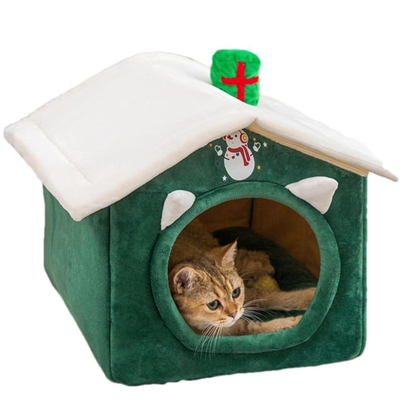 Huoge Cat Bed Winter Warm Cat Tent Christmas Pet House Cat Beds Soft & Warm Winter Cat Nest for Privacy & Comfort Foldable Cat Supplies for Small Dogs & Cats awesome