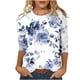 thumbnail image 2 of ICHUANYI Clearance Women's Fashion Printed Loose T-shirt 3/4 Sleeves Blouse Round Neck Casual Tops(White, L) ICHUANYI WER2023080910154, 2 of 4