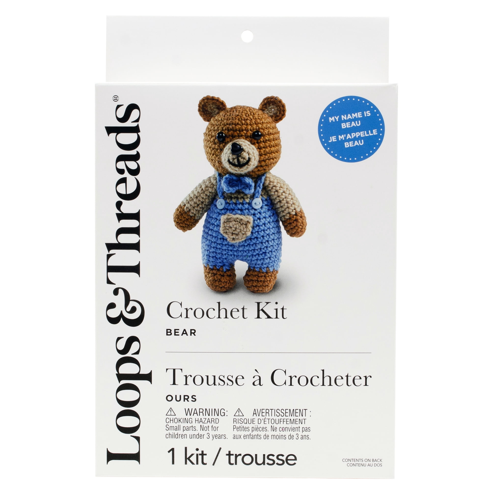 Intermediate Bear Amigurumi Crochet Kit by Loops & Threads – DIY Stuffed Animal Craft Set with Yarn - Fiberfill - Hook & Instructions - Intermediate Skill Level - Makes 6.5" Plush - 6 Pack
