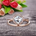 thumbnail image 5 of 1.25 Carat Round Cut Aquamarine Engagement Ring with Plain Matching Band On 10k Rose Gold, 5 of 5