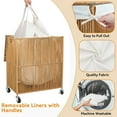 thumbnail image 5 of Laundry Hamper with Wheels, Handwoven Rolling Laundry Basket with Lid, Clothes Hamper with Divided Removable Liner Bag, 115L Large Capacity Laundry Sorter Laundry Room Organization, Natural, 5 of 5