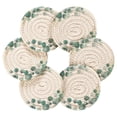 thumbnail image 2 of 6 Pcs Drink Coasters with Holder 3.94in Woven Coasters for Drinks Eucalyptus Wreath Coaster Set for Protection Table, 2 of 7