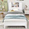thumbnail image 4 of Gymax Twin Size Bed Frame Wooden Platform Bed Kids Bed Frame w/ Bookcase Headboard White, 4 of 9