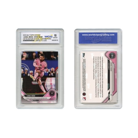 2025 Topps MLS Card #47 LIONEL MESSI 1st Miami Player to Reach 50 Goals Gem Mint 10