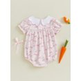 thumbnail image 6 of Qmyliery Baby Girl Easter Romper Rabbit Bow Doll Collar Ruffle Sleeve Bodysuit Cute Summer Clothes 3 6 12 18 Months, 6 of 9