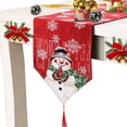 thumbnail image 1 of 1 suministros de decoración navideña Lindo muñeco de nieve navideño Mantel de tela de poliéster y algodón Bandera de mesa Mantel navideño, 1 of 5