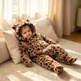 thumbnail image 2 of Baby Animal Onesie, Toddler Halloween Outfit,Soft Warm Fuzzy Jumpsuit, Funny Plush Romper with Bear Hood,Cute Winter Clothes, 2 of 8
