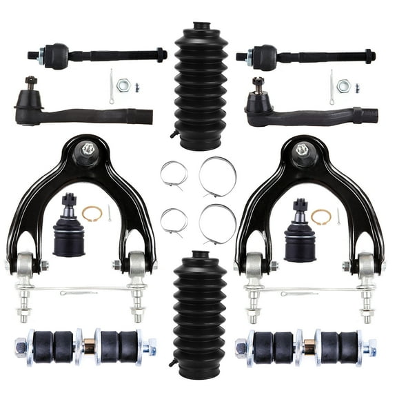 cciyu Front Upper Control Arm Inner Outer Tie Rod Ends Sway Bar Link Lower Ball Joint Front Steering Rack Boot Compatible fit For Acura Integra For Honda Civic Civic Del Sol 12pcs Suspension Kit