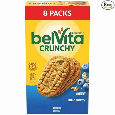 belVita Blueberry Breakfast Biscuits, 8 Packs (4 Biscuits Per Pack)
