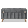 thumbnail image 5 of Baxton Studio Hanley Modern and Contemporary Grey Velvet Fabric Upholstered and Walnut Brown Finished Wood Storage, 5 of 5