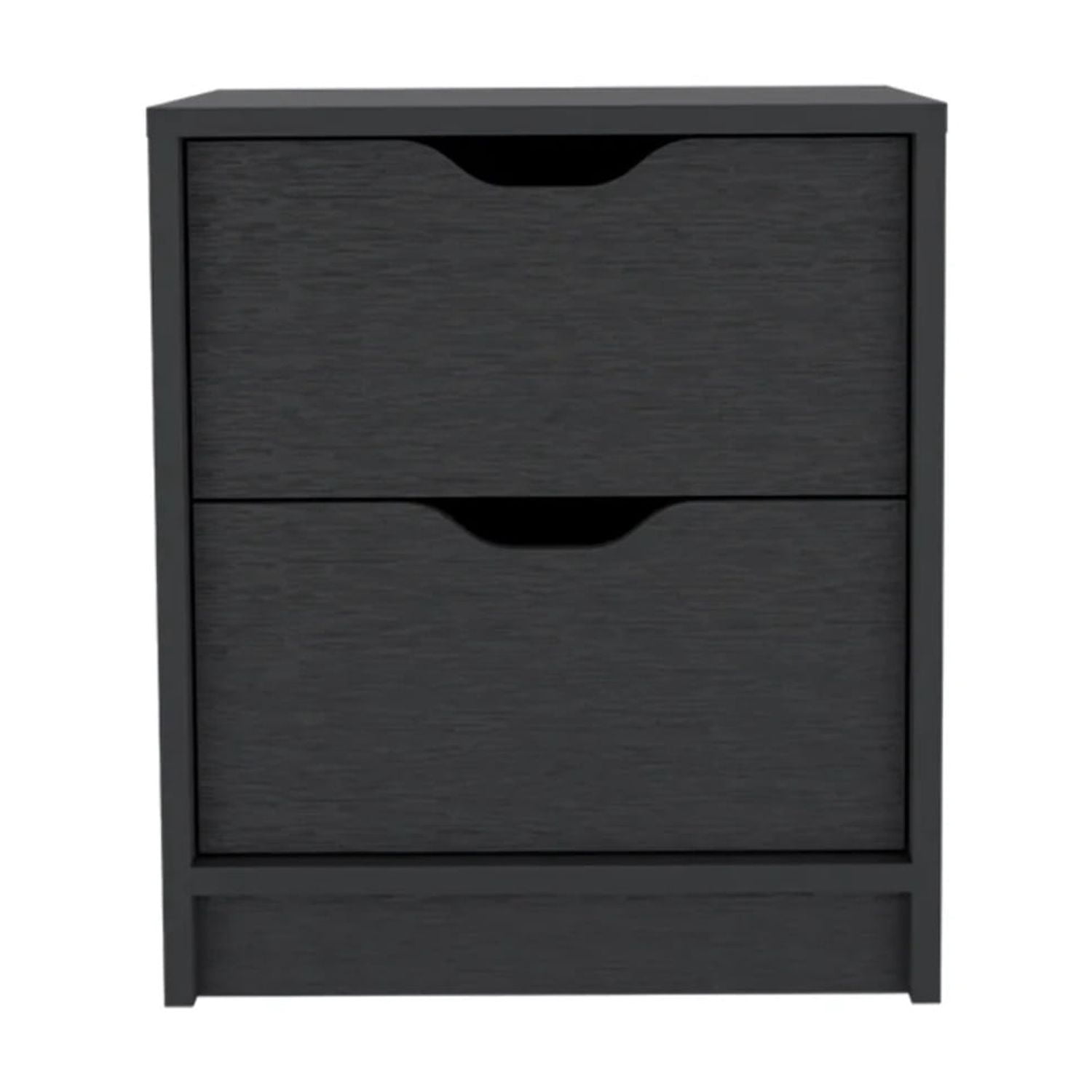 HomeRoots 19 in. Two Drawer Faux Wood Nightstand, Black