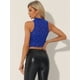 thumbnail image 4 of Top corto de malla Allegra K Cuello Alto Sin Mangas Azul Real S, 4 of 6