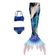 thumbnail image 2 of FUZHIQA Kid Tail 3PCs 3 Piece Girls Swimsuit Bathing Suits Bikini Fish Tail Set for Girls,D,140, 2 of 6