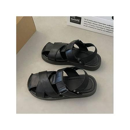 

Daeful Women Platform Sandals Closed Toe Roman Sandal Comfort Casual Shoes Hollow Out Summer Ladies Wide Width Black 5.5