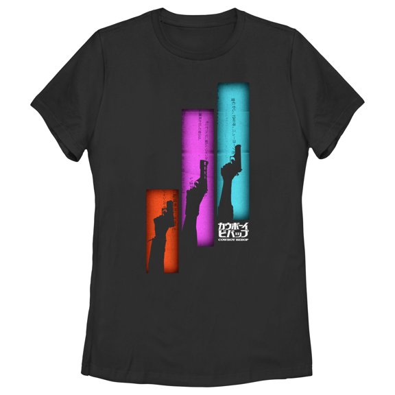 Women's Cowboy Bebop Gun Panels  Graphic Tee Black 2X Large